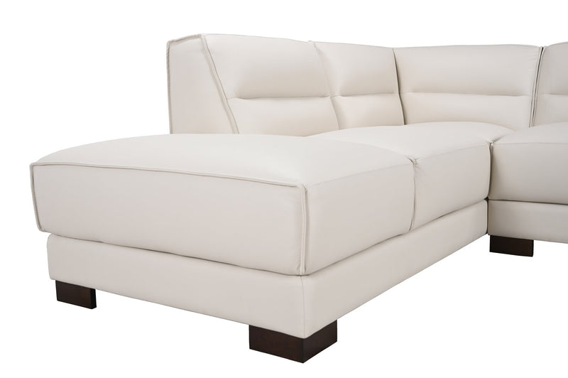 Sofa sectionnel de gauche Citadel 2 pièces en cuir véritable de qualité supérieure avec pattes en bois - blanc givré