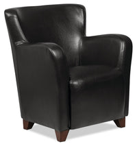  Fauteuil d’appoint Zello de 29,92 po en similicuir avec pattes en bois - noir