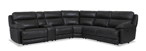 Sofa sectionnel à inclinaison Sorrento 6 pièces en cuir véritable - noir