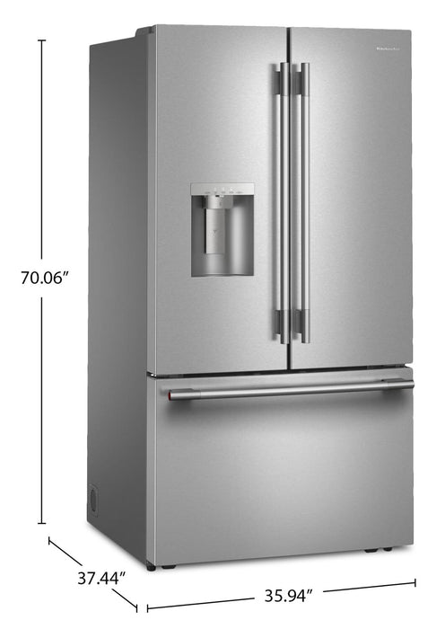 Réfrigérateur KitchenAid de 30 pi³ à portes françaises - acier inoxydable avec fini PrintShieldMC - KRFF436SPS
