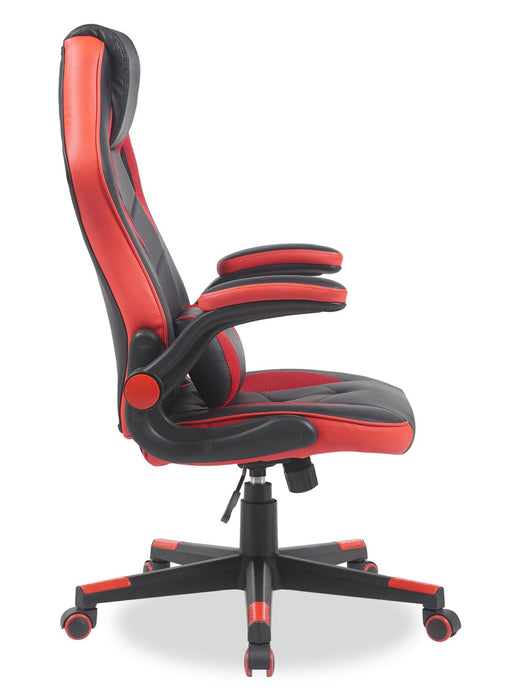 Fauteuil de jeu ergonomique Phœnix de 26,7 po avec coussin lombaire - noir et rouge