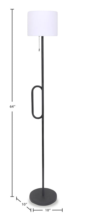 Lampe à pied pour l’intérieur et pour l’extérieur moderne portable Solana de 64 po en métal et en acrylique avec port USB  - noire