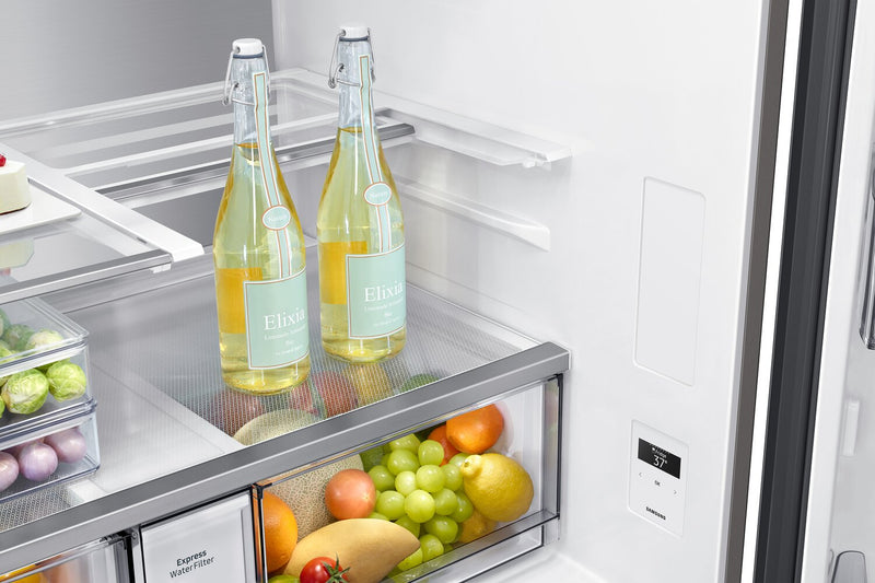 Réfrigérateur BESPOKE Samsung de 29 pi³ et de 36 po à 4 portes FlexMC avec zone de boissons Beverage CenterMC - acier inoxydable - RF29DB9600QLAA