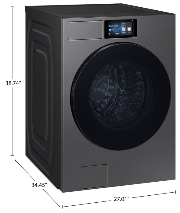 Laveuse Bespoke de Samsung à chargement frontal de 6,1 pi3 avec détecteur de tissu par IA - acier foncé - WF90F53ADSA5