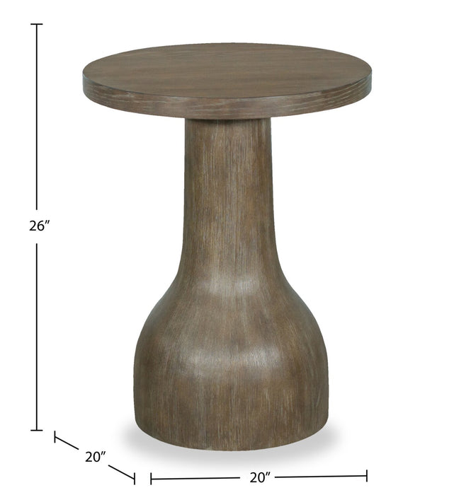 Table de bout moderne ronde Eldon de 20 po en bois massif - marsouin