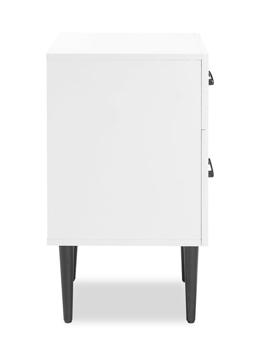 Table de nuit Brax de 18 po (l) x 25,75 po (H) à 2 tiroirs - blanche