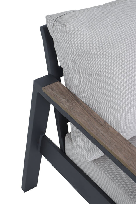 Ensemble Tuscany 4 pièces pour la terrasse à l’extérieur avec sofa, 2 fauteuils et table à café - métal - beige et noir