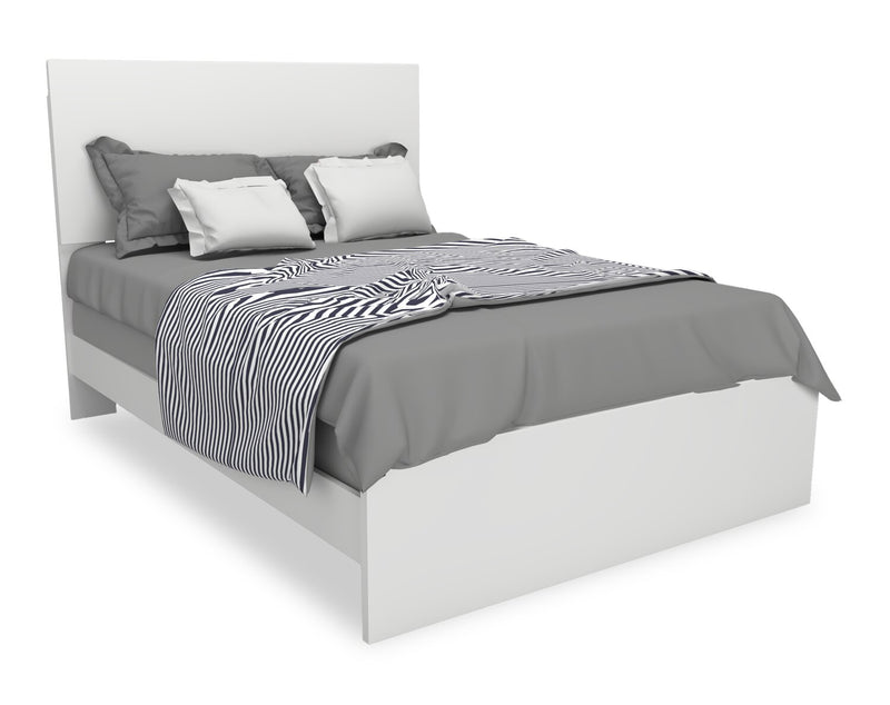Ensemble de chambre à coucher Riley 5 pièces avec lit à panneaux, commode et miroir, fabriqué au Canada, blanc - format lit double
