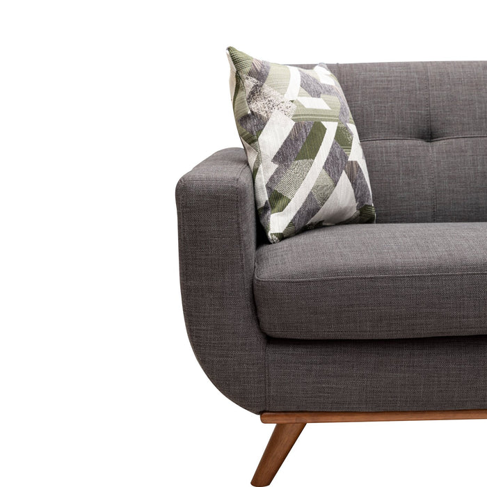 Sofa Freeman de Kort & Co. de 80 po de format condo en tissu d’apparence lin avec base et pattes en bois - gris anthracite