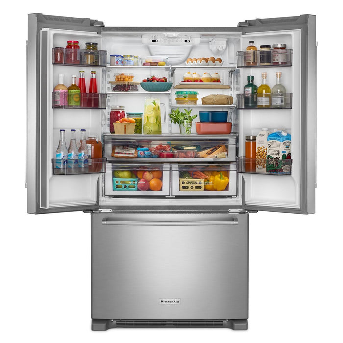 Réfrigérateur KitchenAid de 36 po et de 20 pi3 de profondeur comptoir à portes françaises - acier inoxydable - KRFC136RPS
