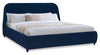 Lit plateforme rembourré Mave en tissu de velours bleu - format très grand lit