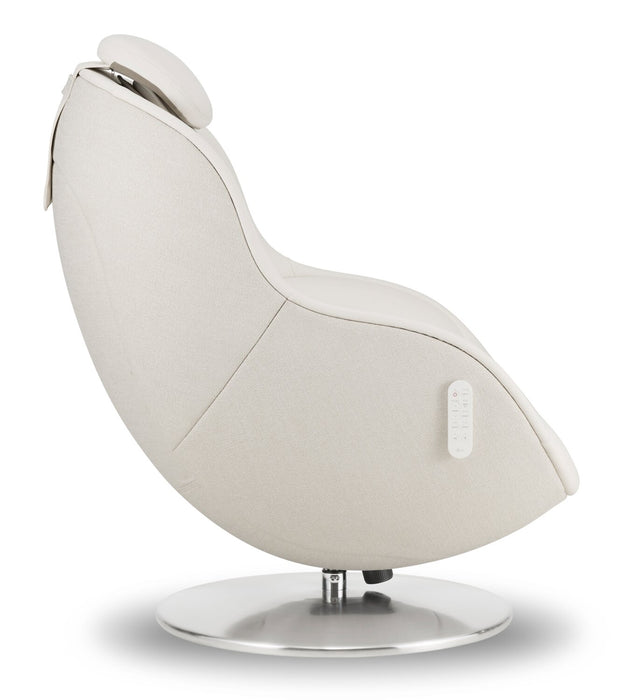 Fauteuil de massage inclinable LG de 29,6 po en tissu d’apparence cuir avec pouf assorti - beige