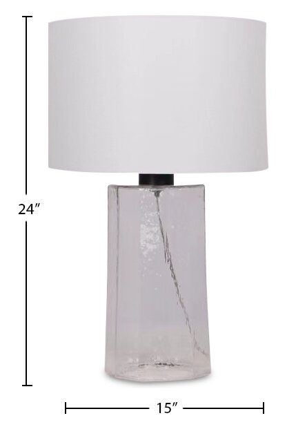 Lampe de table Clara de Kort & Co. de 24 po en verre transparent laiton antique