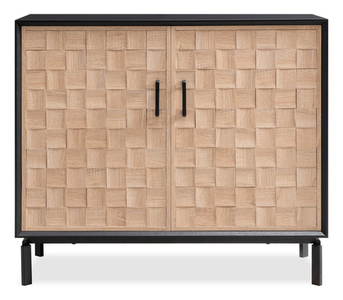  Armoire décorative Alenna de 36 po à 2 portes - noire avec portes blanc vieilli 