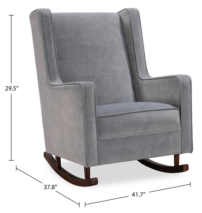Fauteuil berçant Sherri de 29,5 po avec pieds de style traîneau en bois - gris