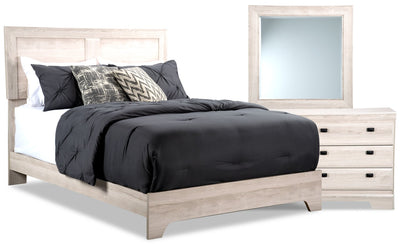Yorkdale White 5-Piece Queen Panel Bedroom Package - Contemporary style Bedroom Package in White Engineered Wood