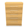 Commode verticale de chambre à coucher Riley de 31 po (L) x 46 po (H) à 5 tiroirs, fabriquée au Canada - naturelle