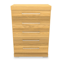  Commode verticale de chambre à coucher Riley de 31 po (L) x 46 po (H) à 5 tiroirs, fabriquée au Canada - naturelle