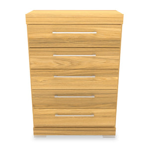 Commode verticale de chambre à coucher Riley de 31 po (L) x 46 po (H) à 5 tiroirs, fabriquée au Canada - naturelle