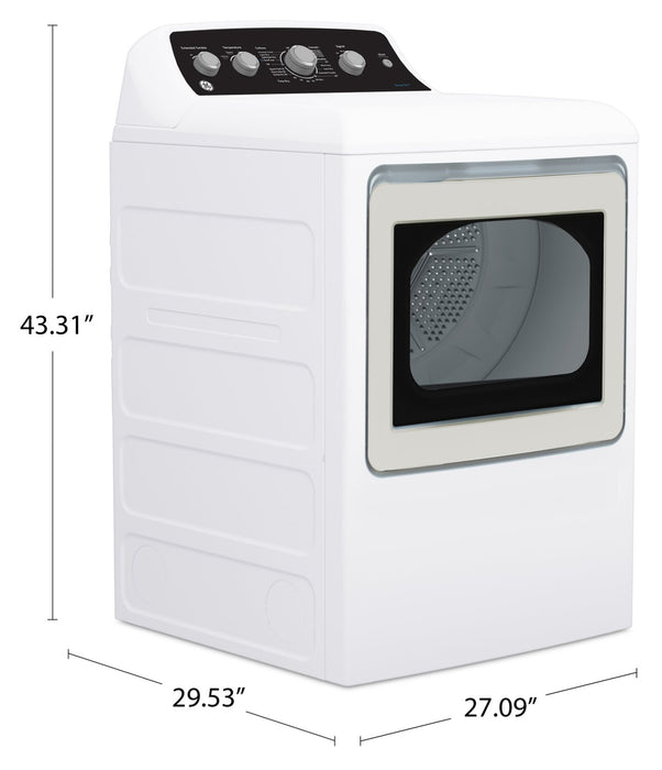 Sécheuse à gaz GE de 7,2 pi³ avec cycle SaniFresh - blanche - GTD49GBMRWS