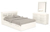 Ensemble lit matelot Riley 5 pièces avec tête de lit bibliothèque, commode et miroir, blanc - format lit double