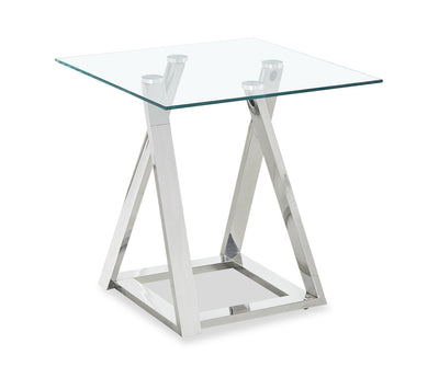 Briar 22" Modern Glass Top End Table - Silver | Table de bout moderne Briar de 22 po avec dessus en verre - argentée
