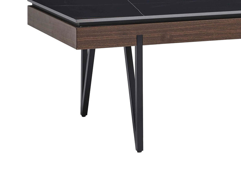Table à café moderne Juno de 48 po avec dessus en pierre frittée - noire