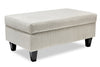 Pouf de rangement Nofia de 44 po fabriqué au Canada en tissu de chenille avec pattes en bois - beige lin