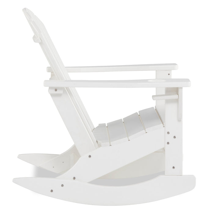 Fauteuil berçant Bask pour la terrasse à l’extérieur, plastique haute densité, résistant aux rayons UV et aux intempéries - blanc