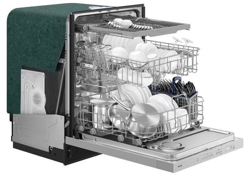 Lave-vaisselle Samsung de série 5500 de 24 po et de 48 dBA avec commandes sur le dessus et 3e panier - DW80DG5500SRAA
