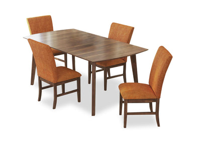 Rain 5pc Dining Set with Table & 4 Orange Chairs, 72"W - Orange/Brown | Ensemble de salle à manger Rain 5 pièces avec table de 72 po (L) et 4 chaises oranges - orange et brun