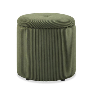 Pouf de rangement rond Saskatoon de 17 po en velours côtelé - vert
