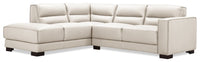  Sofa sectionnel de gauche Citadel 2 pièces en cuir véritable de qualité supérieure avec pattes en bois - blanc givré