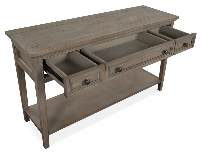 Table de salon traditionnelle Hanson de 50 po en pin - gris tourterelle
