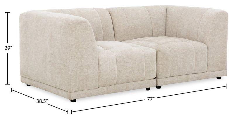Causeuse modulaire Oaklyn de 77 po en tissu avec coussins de siège capitonnés - beige