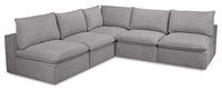  Sofa sectionnel sans accoudoirs modulaire Fusion 5 pièces en tissu de chenille gris argenté