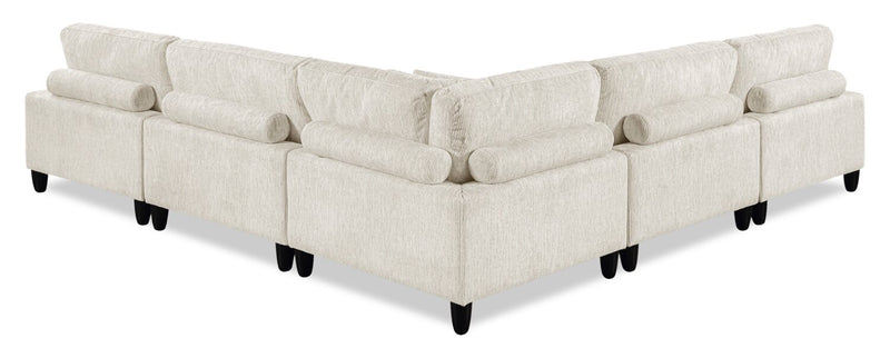 Sofa sectionnel modulaire sans accoudoirs Lounge 5 pièces en chenille - beige 