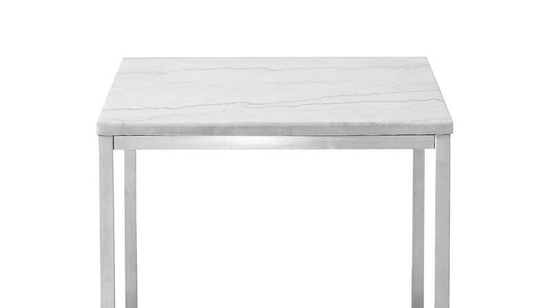 Table de bout moderne Sampson en marbre de 20 po - blanc