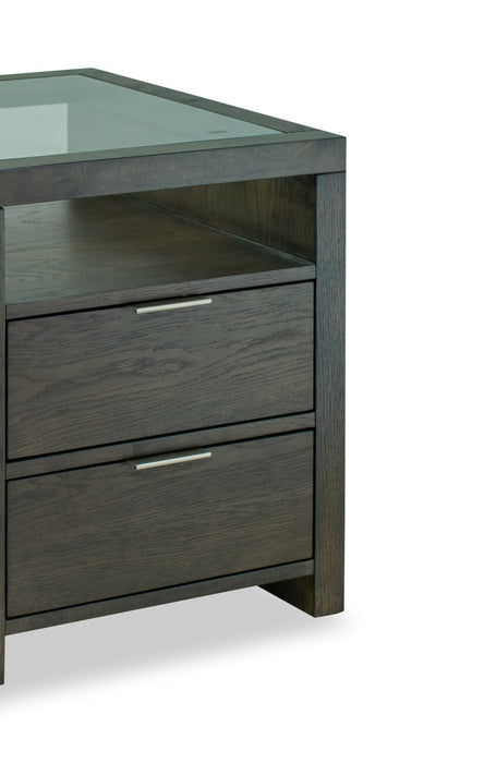 Table de bout moderne Hatfield de 20 po en bois massif - brun champêtre