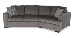 Sofa-lit sectionnel enveloppant de droite Legend 2 pièces fabriqué au Canada en tissu de chenille - brun étain