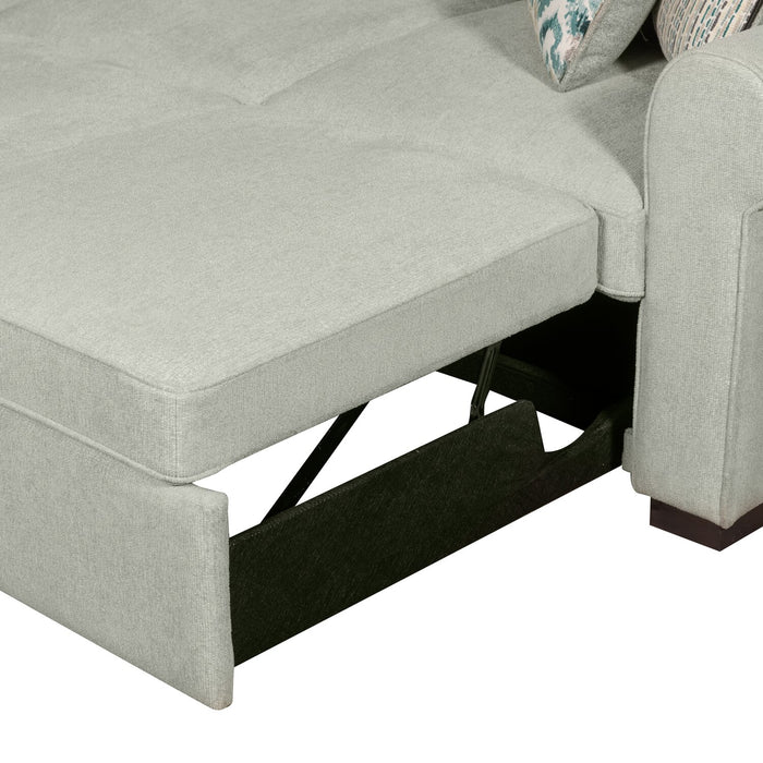 Sofa-lit sectionnel Haven de Scott Living 3 pièces en tissu de chenille - bleu écume de mer
