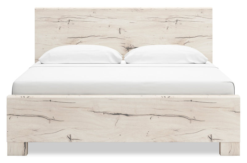 Ensemble de chambre à coucher Derekson 6 pièces blanc rustique avec lit de rangement latéral, commode, miroir et table de nuit - format très grand lit