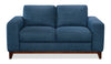 Causeuse River de 63,3 po en tissu d’apparence lin avec base et pattes en bois - bleue