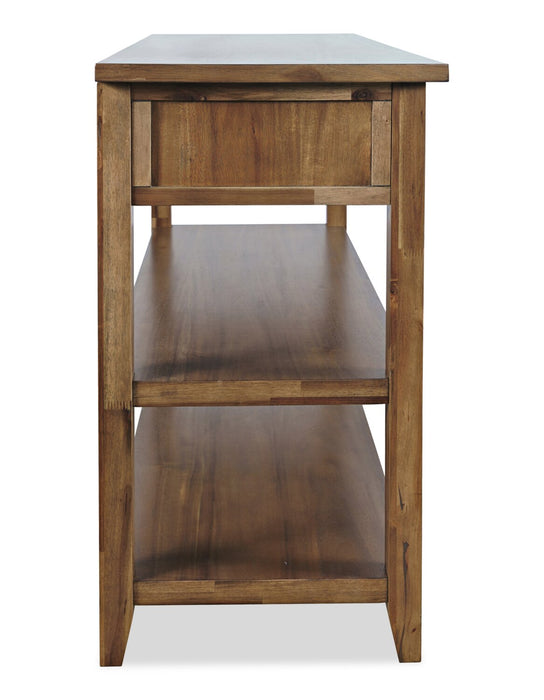 Table de salon rustique Nathan de 50 po avec rangement et tablette - brun clair