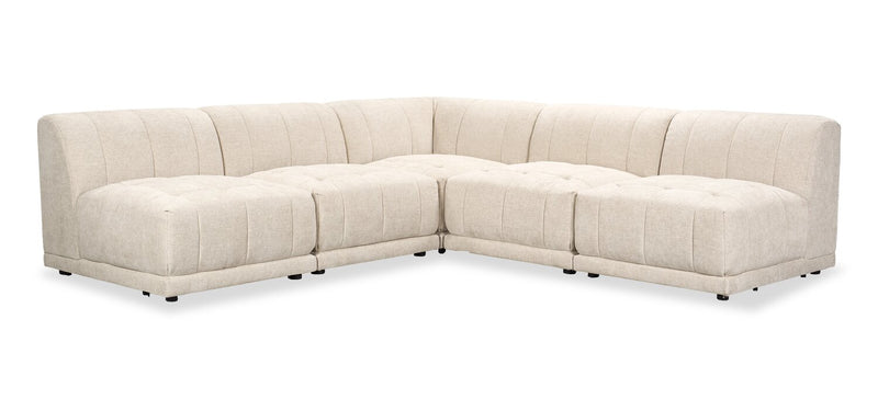Sofa sectionnel modulaire sans accoudoirs Oaklyn de Kort & Co. 5 pièces en tissu avec coussins de siège capitonnés - beige