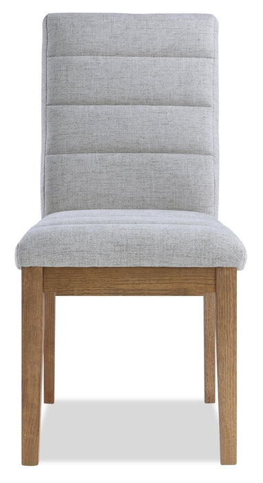 Ensemble de salle à manger Lotus 5 pièces en bois avec table de 82 po (L) et 4 chaises en tissu - naturel et gris