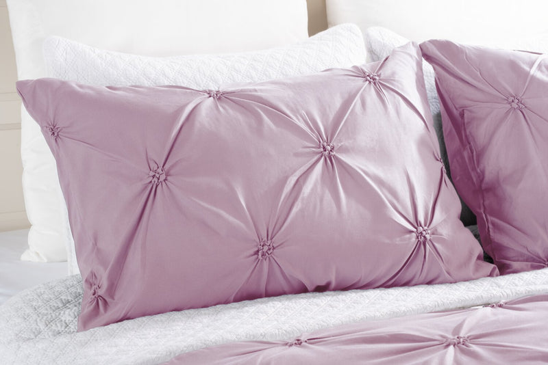 Ensemble d'édredon Penelope 3 pièces rose pour lit double ou grand lit