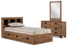 Ensemble lit matelot Driftwood 5 pièces avec tête de lit de rangement, commode et miroir, brun - format lit double