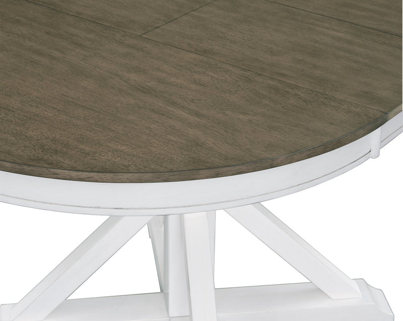 Table de salle à manger ronde Brook de 42 po à 54 po (L) avec rallonge - blanche et brune
