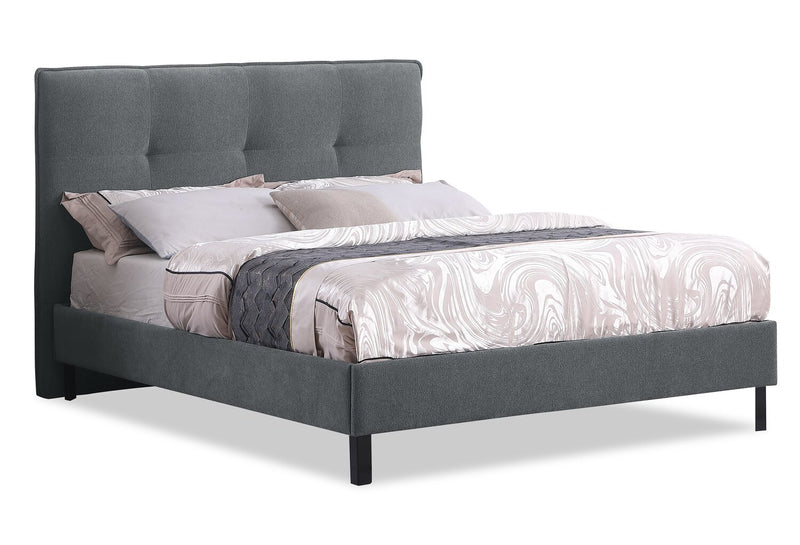 Tête de lit rembourrée Amos en tissu anthracite capitonné - format très grand lit